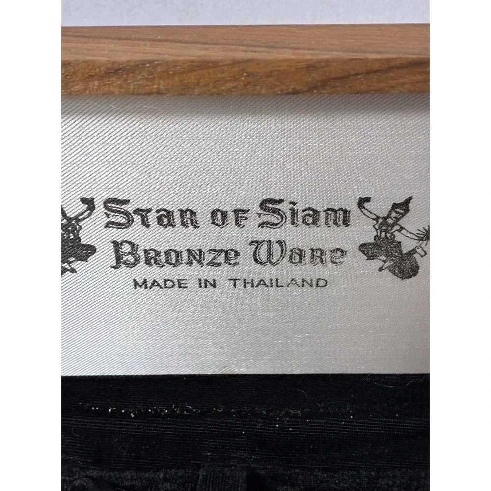 Vintage Star Of Siam Bronze Ware Serving Spoon & Fork In Wooden Box Serving
